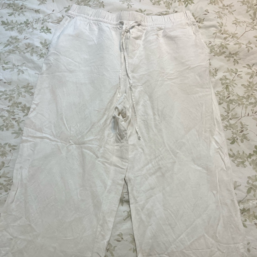 H&M White Elastic Waist Pants